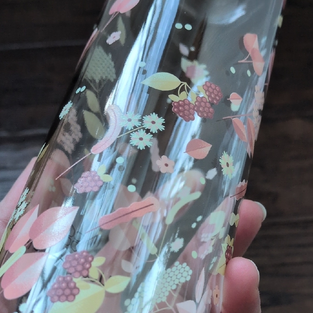 WATERDROP I NWT 20 oz Pink Floral FLAIR Edition Glass Water Bottle with Sleeve - Picture 15 of 16